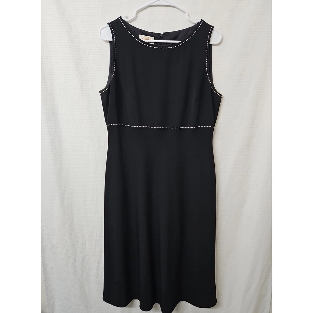 Vtg Talbots Sz 14 Black A Line Dress Lined Corpcore Boardroom Office Siren LBD
